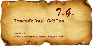 Tomcsányi Géza névjegykártya